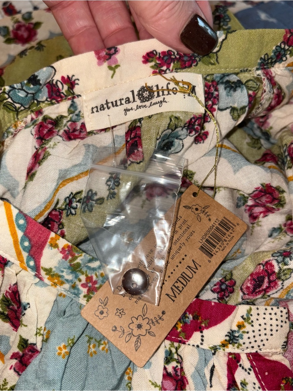 NWT Natural Life Camille Mini Dress Medium Handkerchief Mix Boho Patchwork - Picture 7 of 8